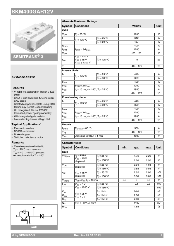 <?=SKM400GAR12V?> डेटा पत्रक पीडीएफ