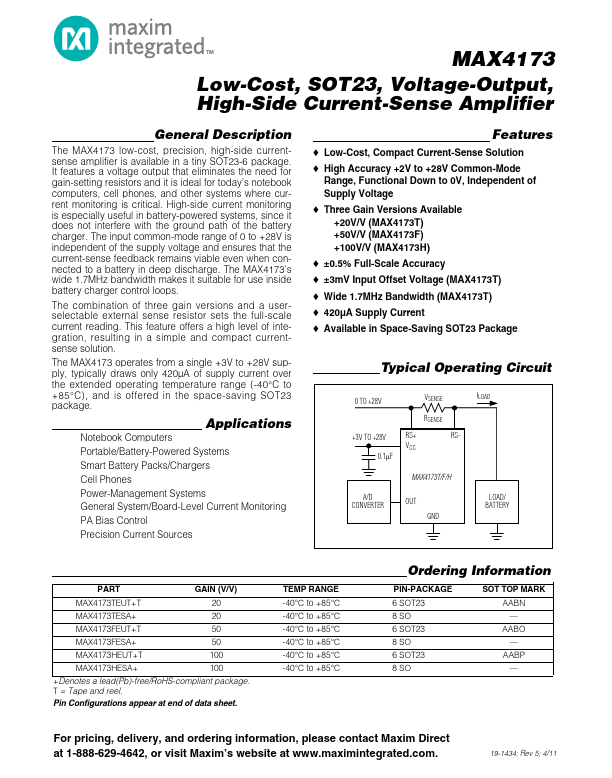 MAX4173 Maxim Integrated