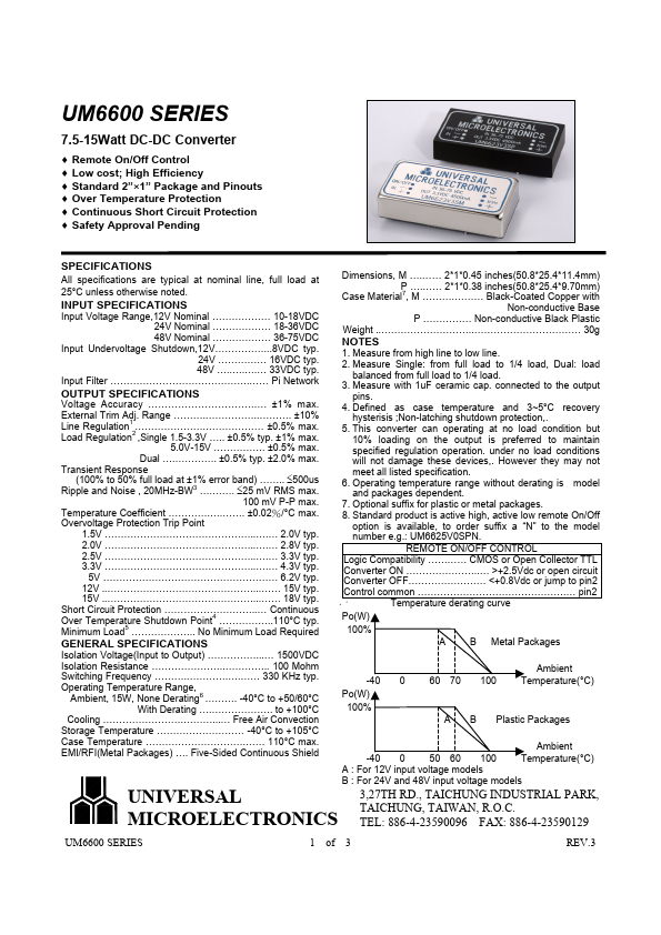 UM66015VS Universal Microelectronic