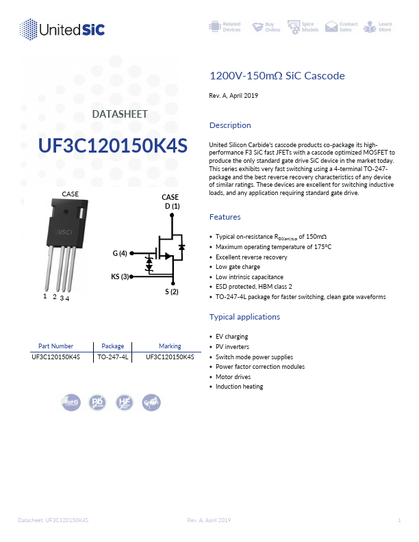 <?=UF3C120150K4S?> डेटा पत्रक पीडीएफ