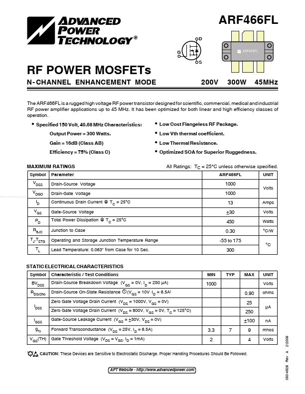 ARF466FL Advanced Power Technology
