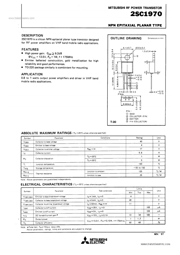 C1970 Mitsubishi Electric Semiconductor