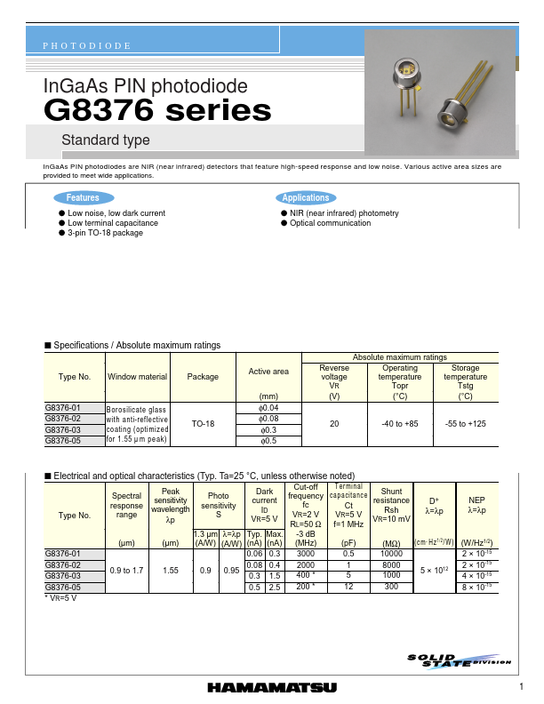 G8376-02 Hamamatsu Corporation