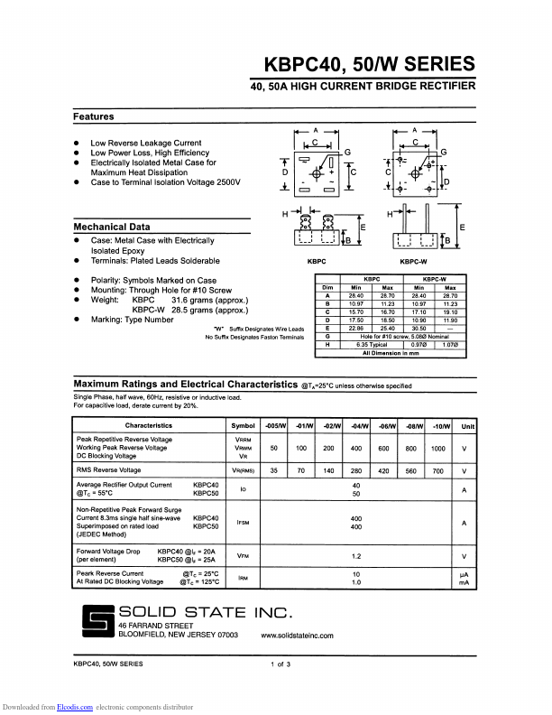 KBPC4010 SOLID STATE