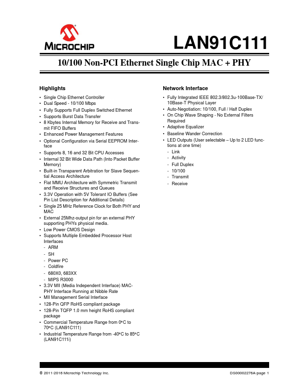 LAN91C111 Microchip