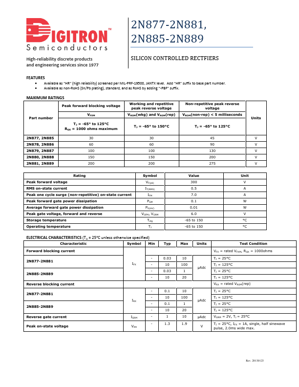 2N888 Digitron Semiconductors