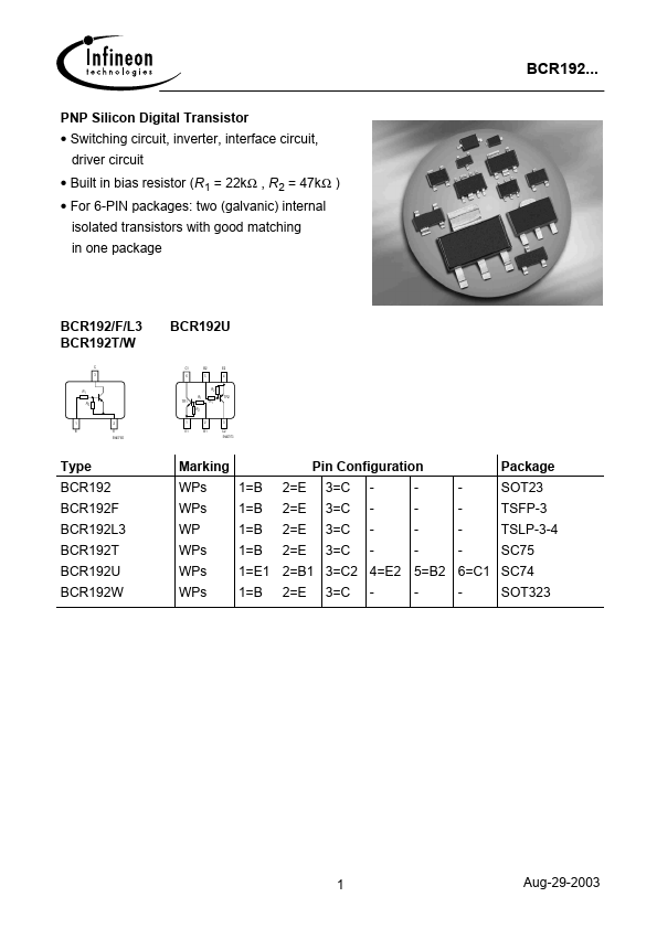 BCR192W Infineon Technologies AG