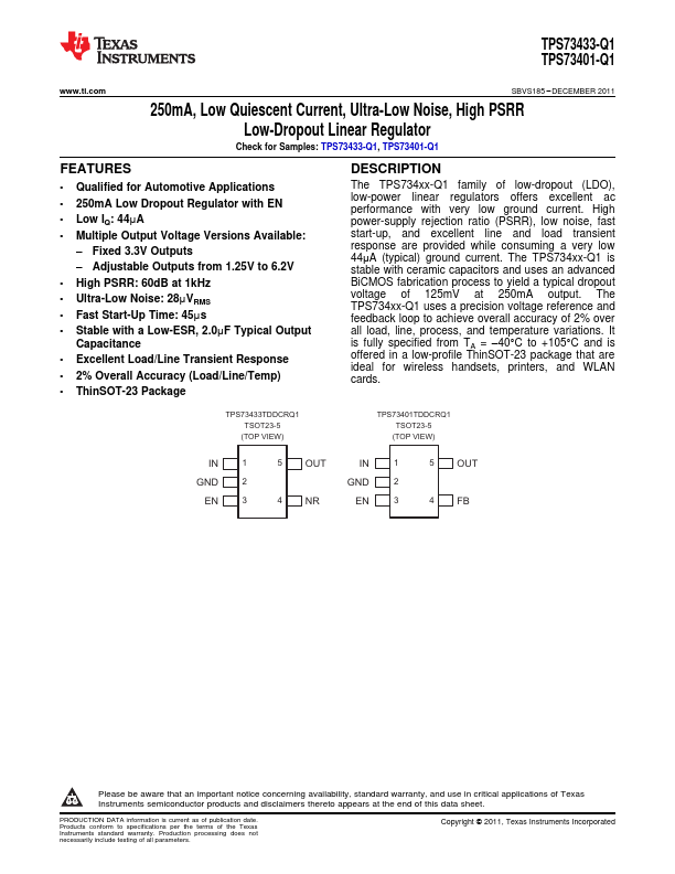 TPS73433-Q1 Texas Instruments