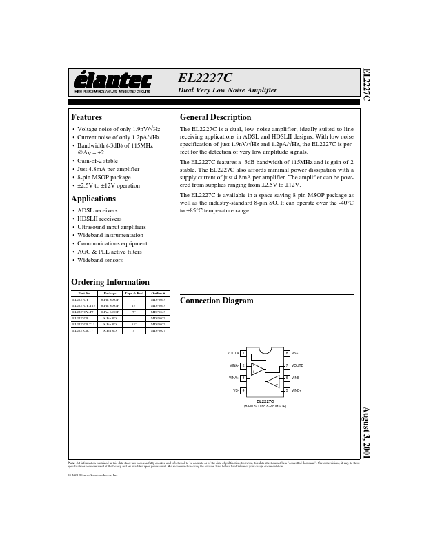 EL2227C Elantec Semiconductor