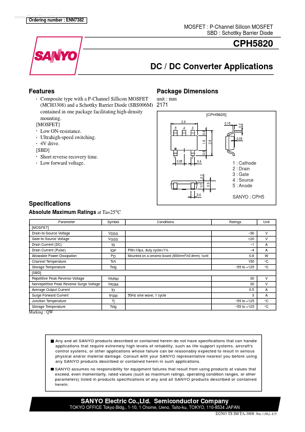 CPH5820 Sanyo Semicon Device