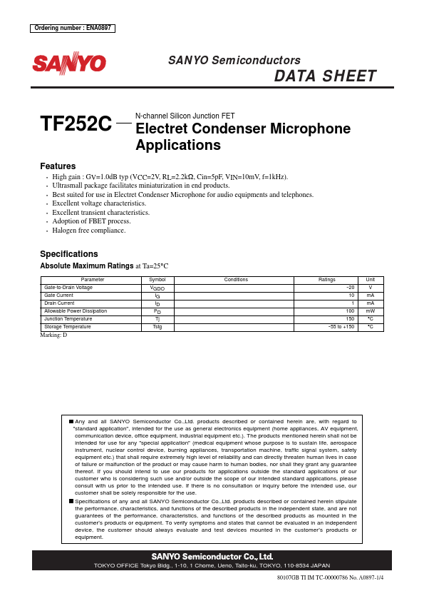 TF252C Sanyo Semicon Device