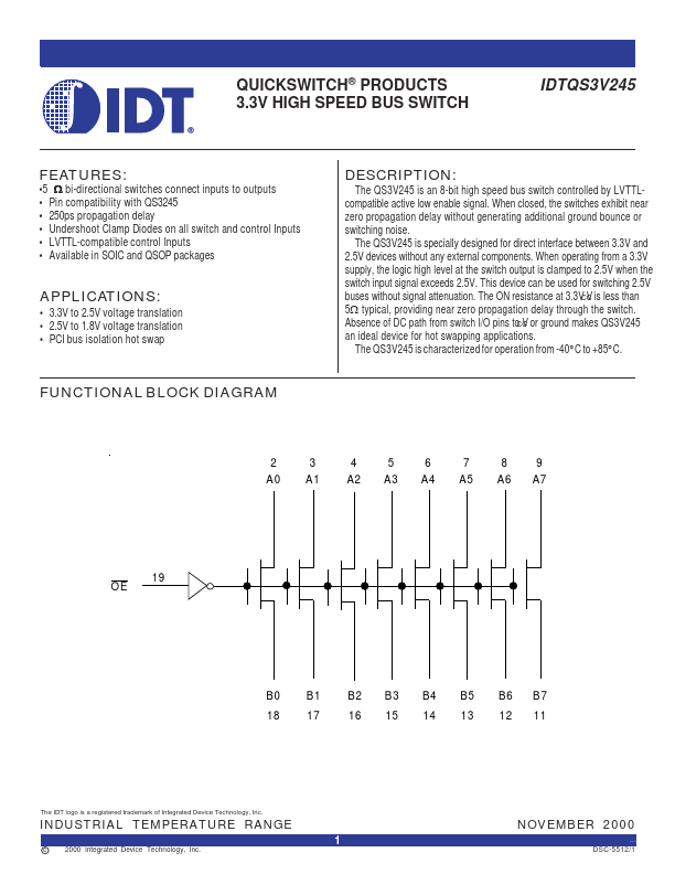 <?=IDTQS3V245?> डेटा पत्रक पीडीएफ