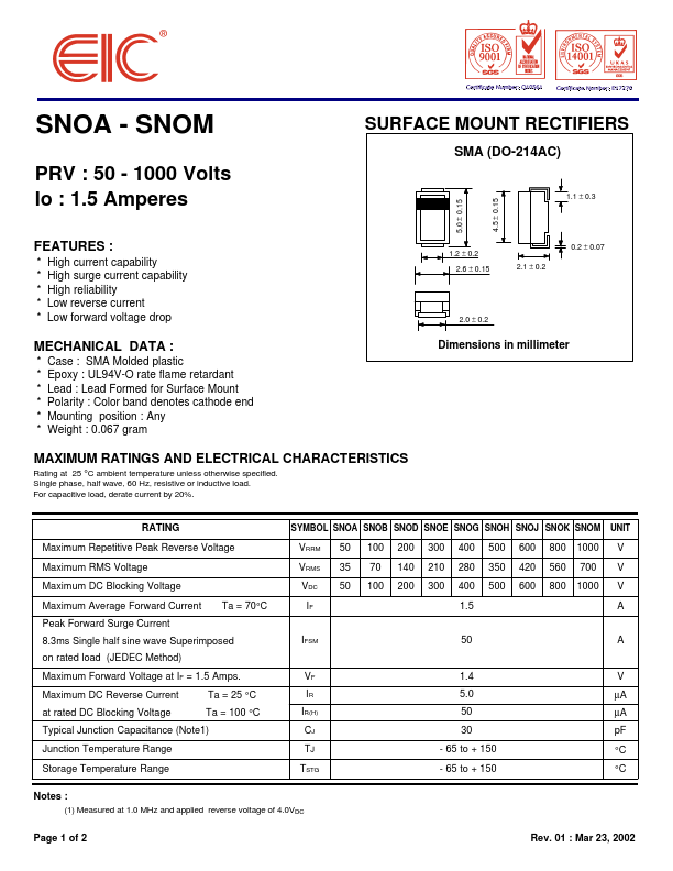 SNOE EIC discrete Semiconductors