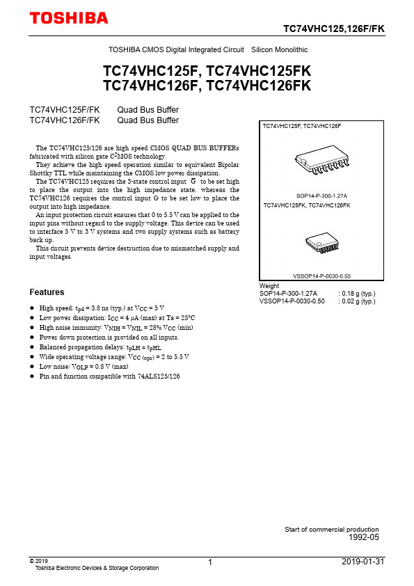 <?=TC74VHC125FT?> डेटा पत्रक पीडीएफ