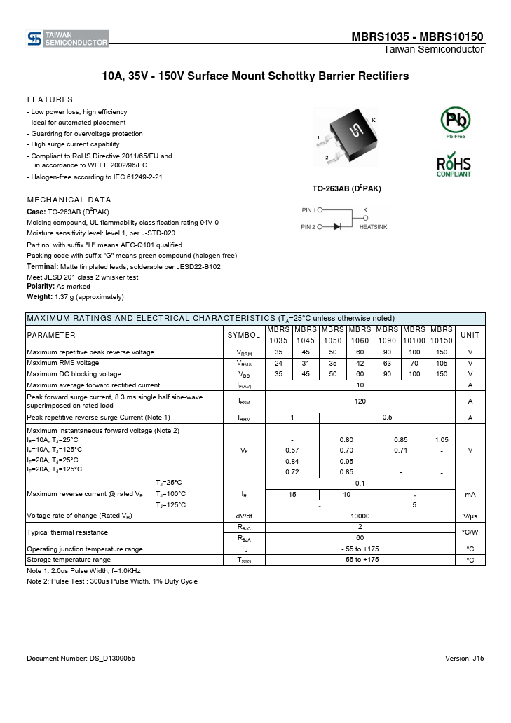MBRS1060 Taiwan Semiconductor