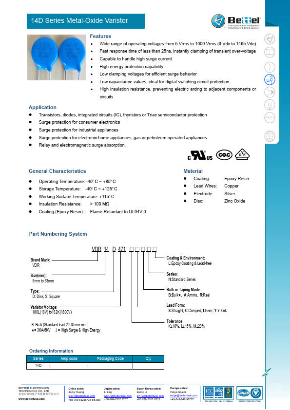 14D102K BETTER ELECTRONICS