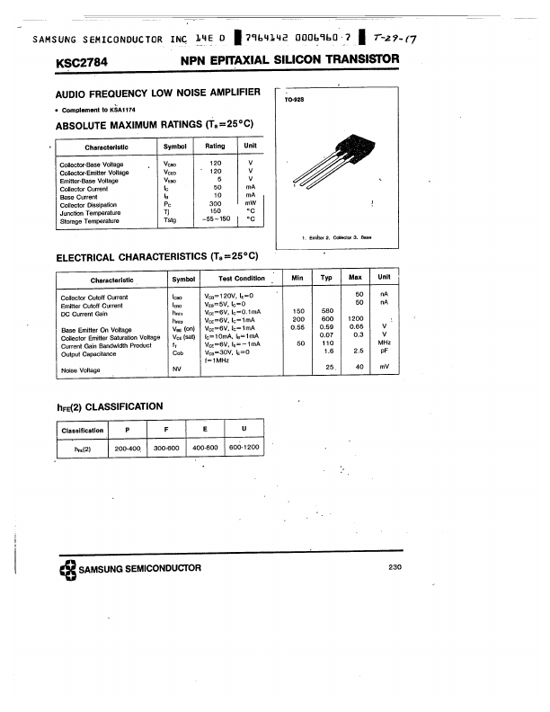 KSC2784 Samsung semiconductor