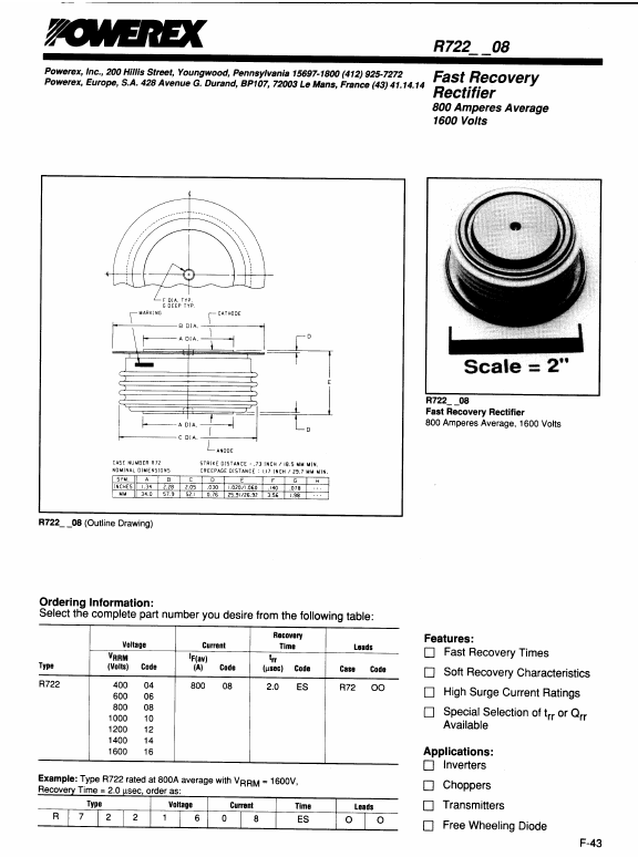 R7220408 Powerex Power Semiconductors