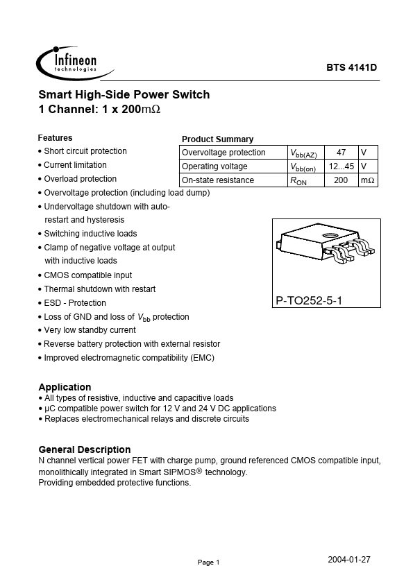 BTS4141D Infineon Technologies AG