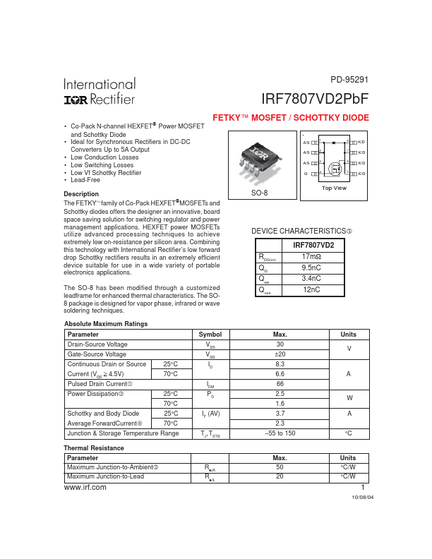 <?=IRF7807VD2PbF?> डेटा पत्रक पीडीएफ