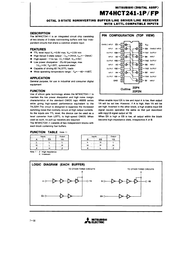 M74HCT241-1P Mitsubishi