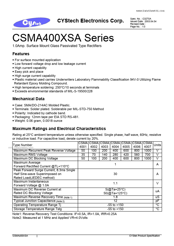 <?=CSMA4002SA?> डेटा पत्रक पीडीएफ