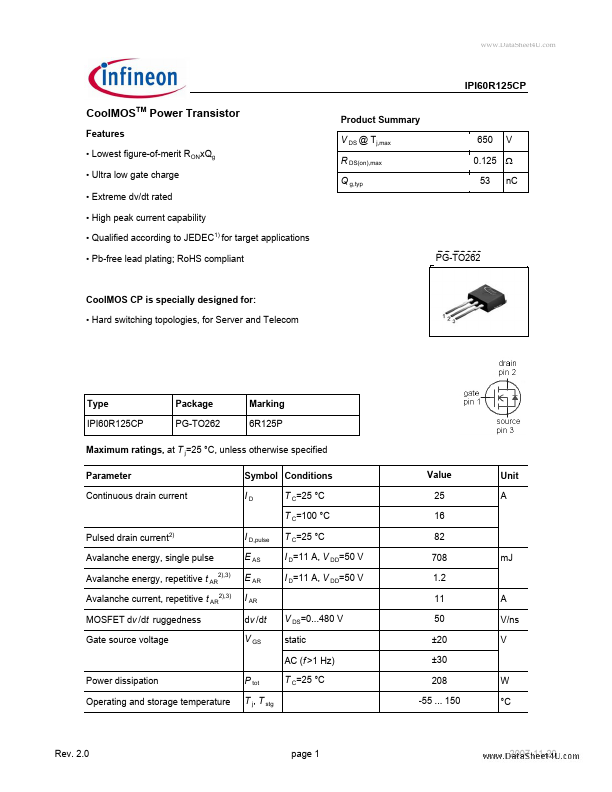 IPI60R125CP Infineon Technologies