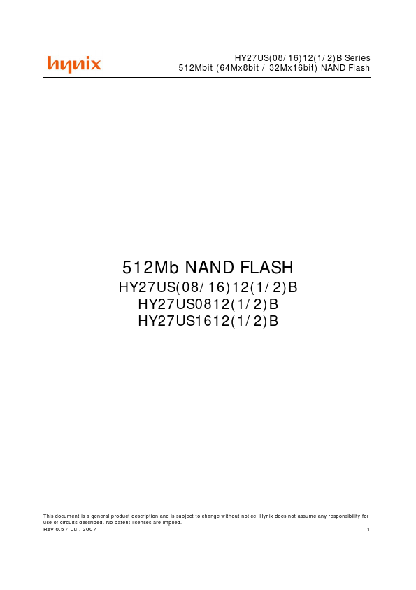 HY27US16121B Hynix Semiconductor