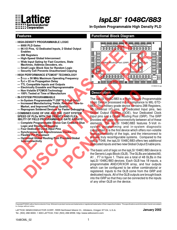 ISPLSI1048C-883 Lattice Semiconductor