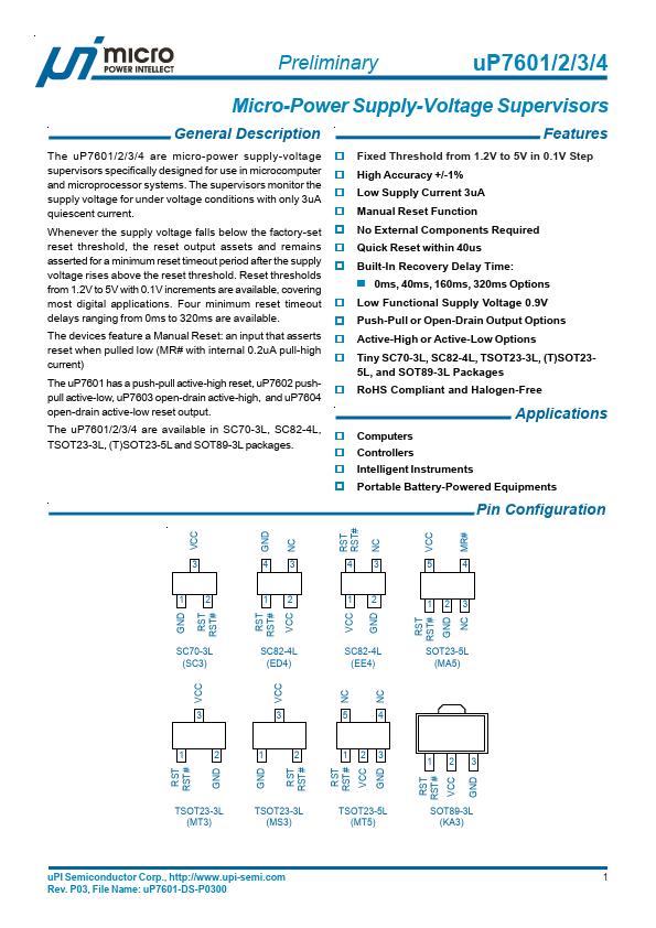 uP7603 uPI Semiconductor