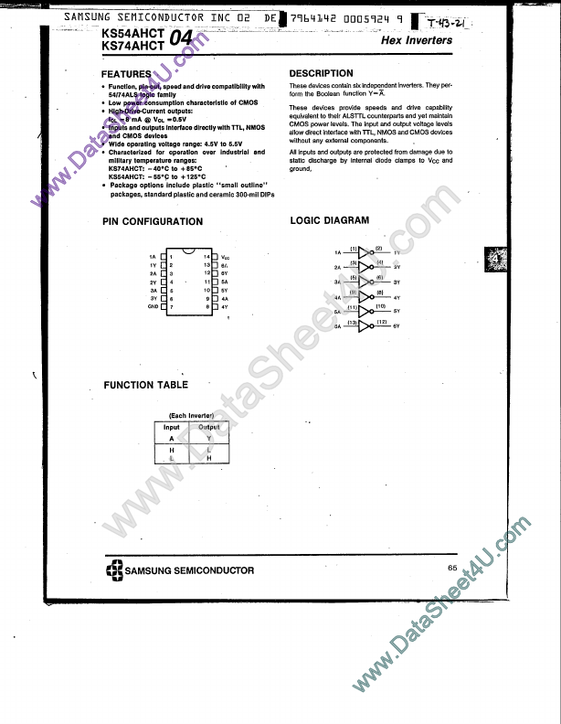 KS74AHCT04 Samsung