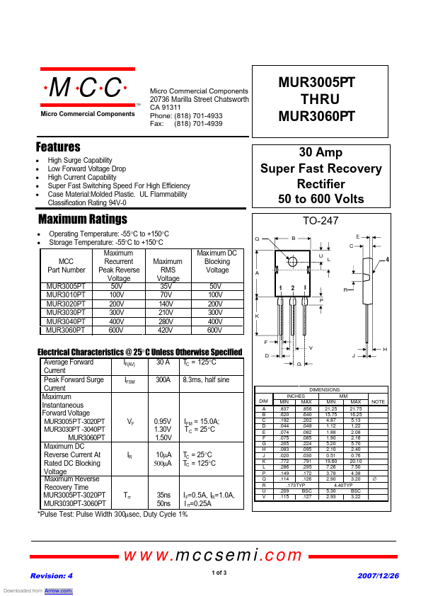 MUR3010PT MCC