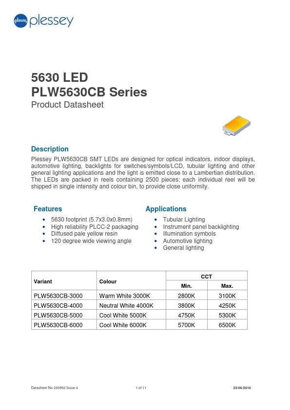 PLW5630CB Datasheet, 5630 LED.