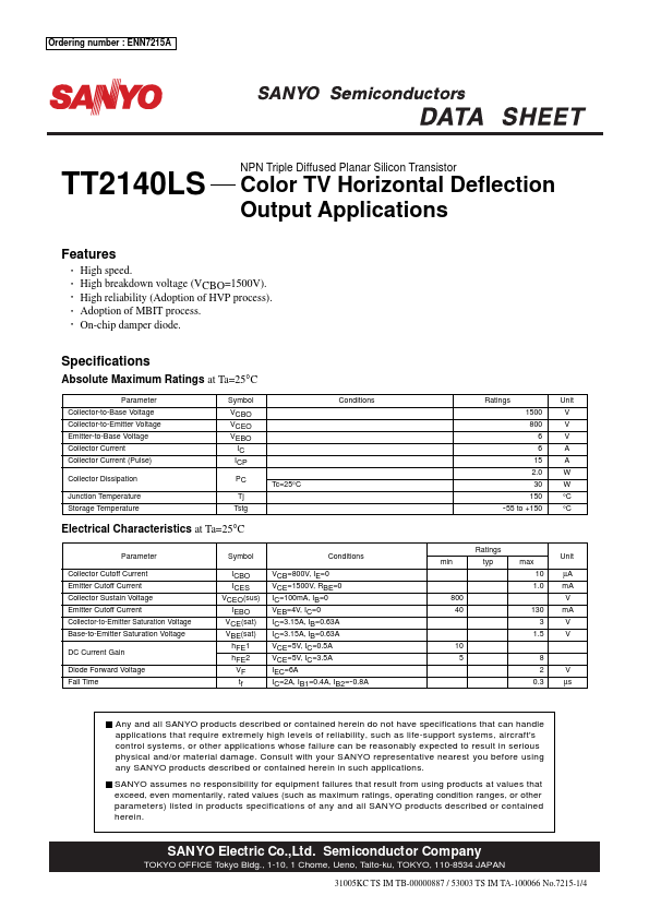 TT2140LS Sanyo Electric