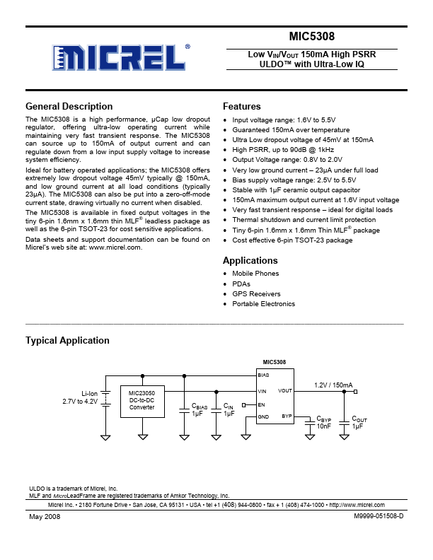 MIC5308 Micrel Semiconductor