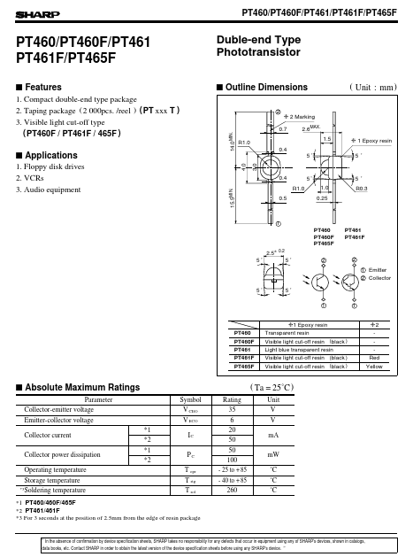 PT460F Sharp Electrionic Components