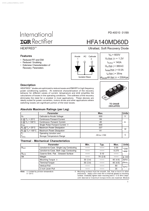 <?=HFA140MD60D?> डेटा पत्रक पीडीएफ