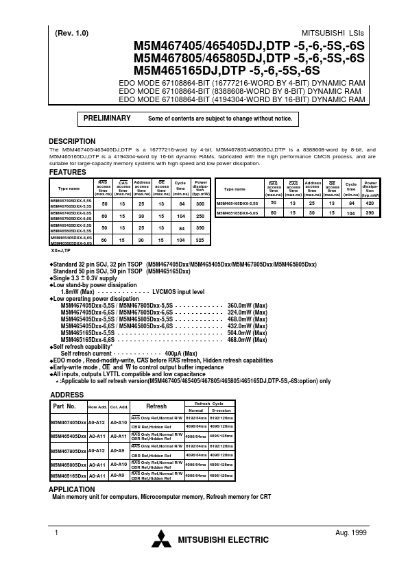 M5M465165DJ-6 Mitsubishi