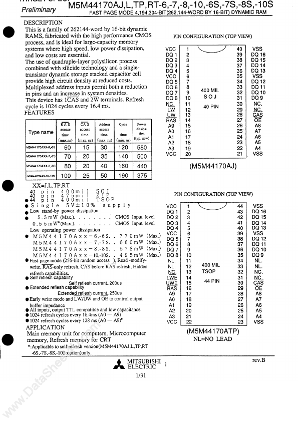 M5M44170AJ-10S Mitsubishi