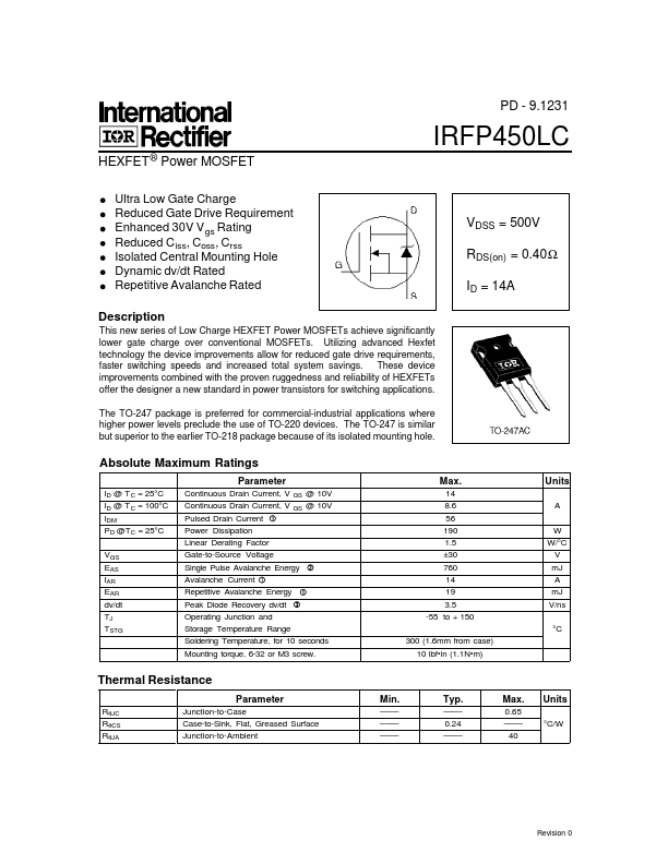 IRFP450LC International Rectifier