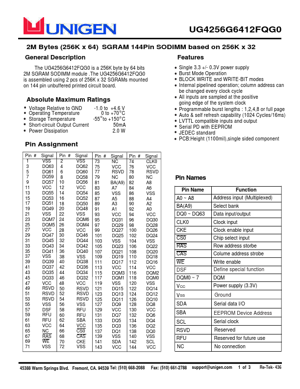 <?=UG4256G6412FQG0?> डेटा पत्रक पीडीएफ