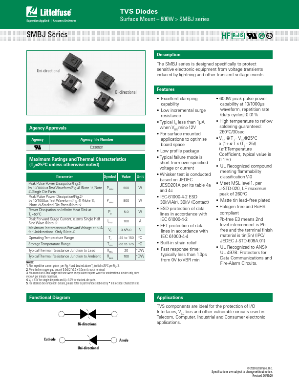 SMBJ15C Littelfuse