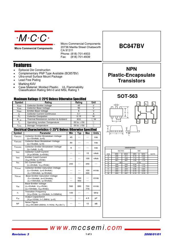 <?=BC847BV?> डेटा पत्रक पीडीएफ