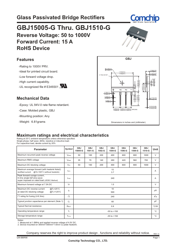 GBJ1508-G Comchip