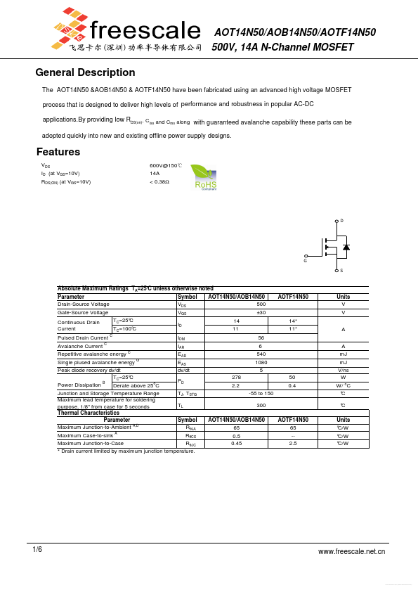 AOT14N50 Freescale