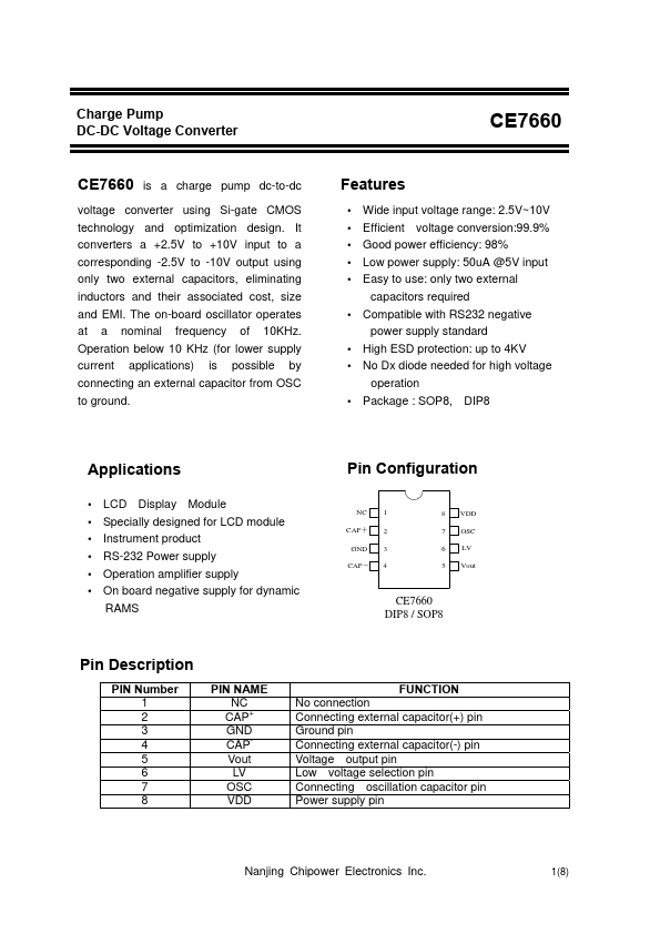 CE7660 Nanjing Chipower Electronics