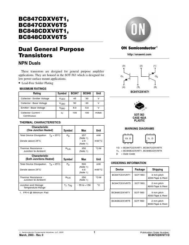 BC847CDXV6T1 ON Semiconductor