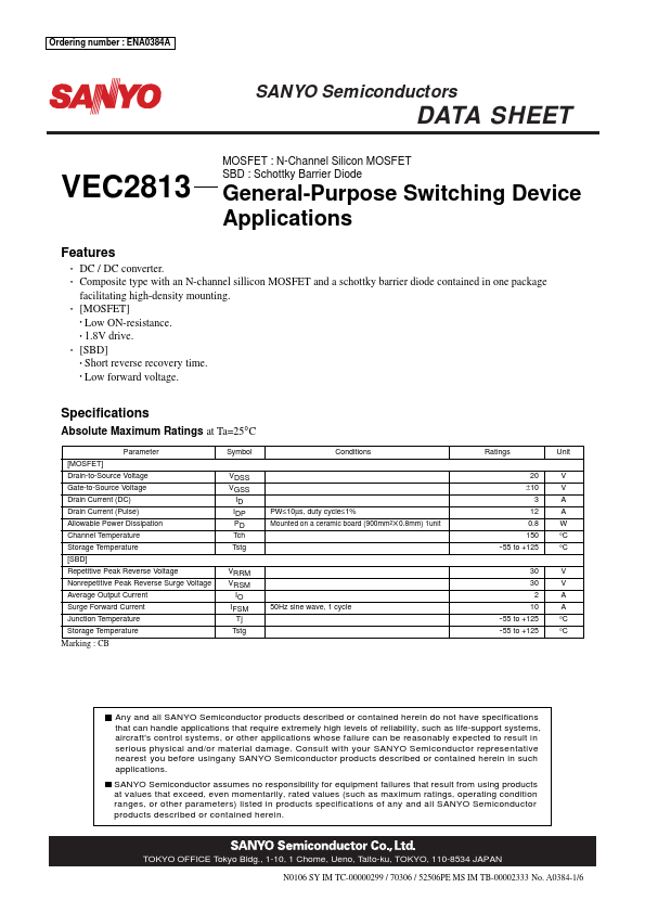 VEC2813 Sanyo Semicon Device
