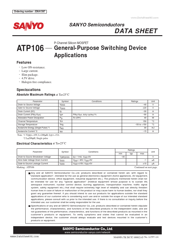 <?=ATP106?> डेटा पत्रक पीडीएफ