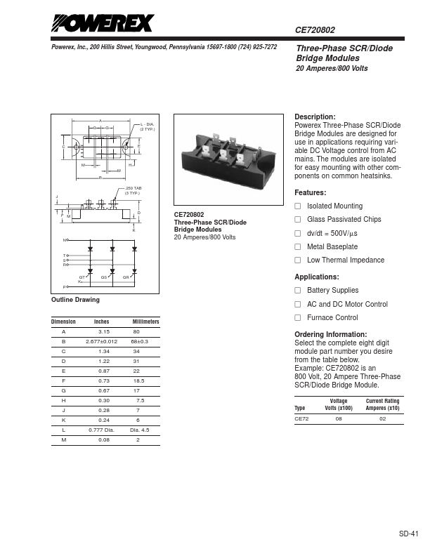 CE720802 Powerex Power Semiconductors